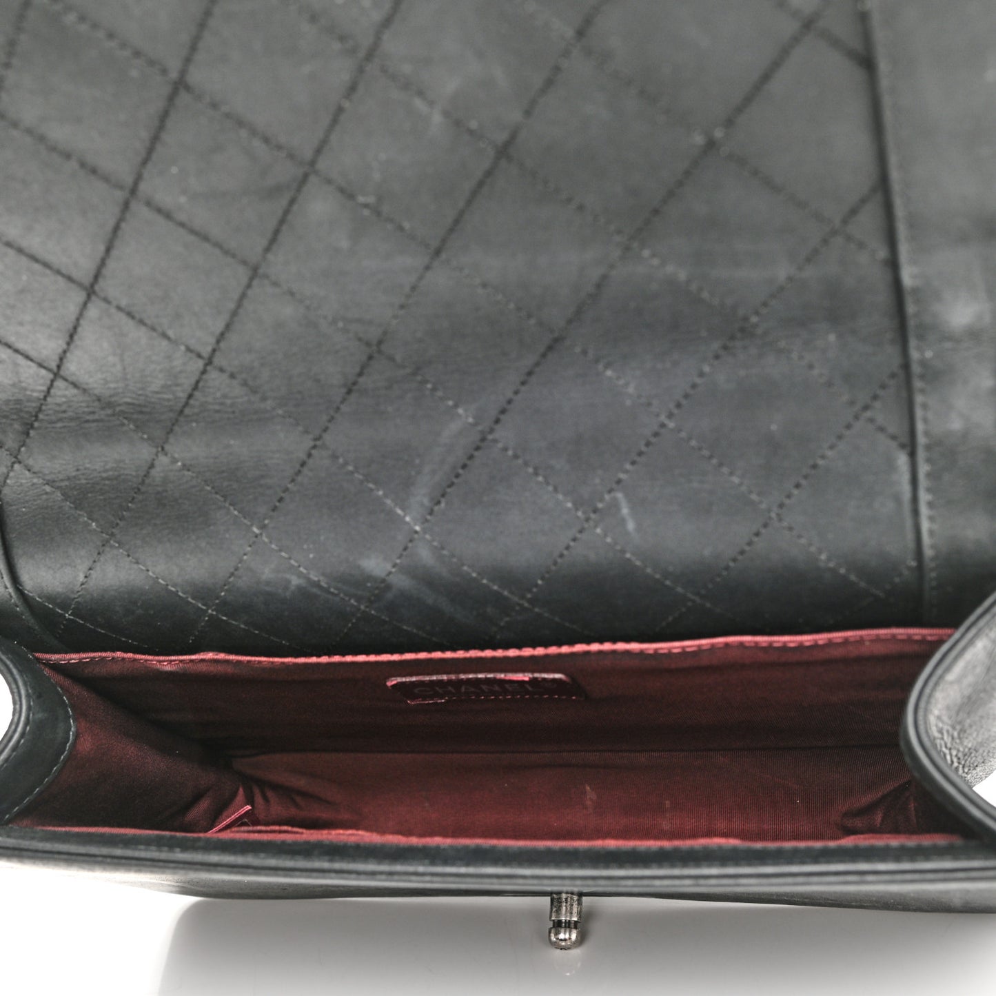 Shearling Iridescent Calfskin Medium Boy Flap Black Grey