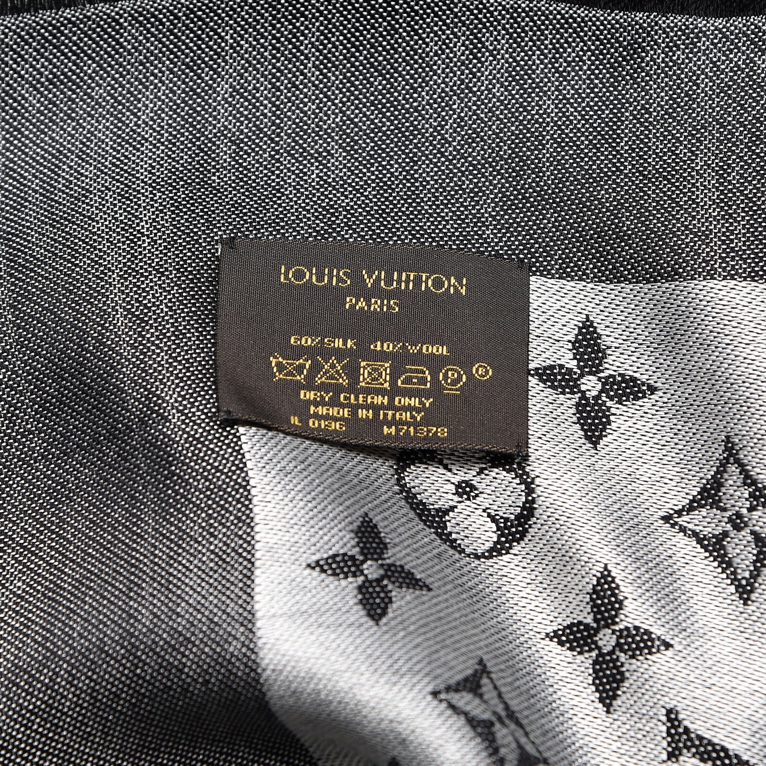 Louis Vuitton Wool Silk Monogram Denim Shawl Black 4 of 4