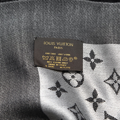 Louis Vuitton Wool Silk Monogram Denim Shawl Black 4 of 4