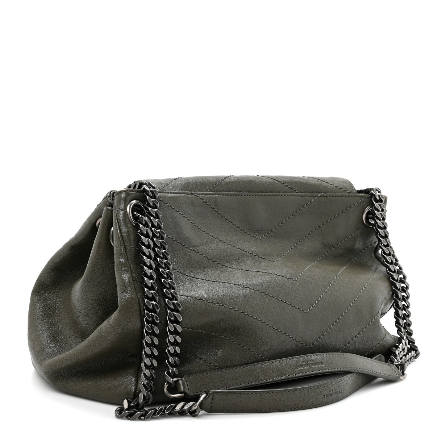 Vintage Lambskin Chevron Monogram Medium Nolita Military Olive