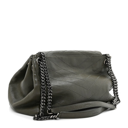 Saint Laurent Vintage Lambskin Chevron Monogram Medium Nolita Military Olive 3 of 13