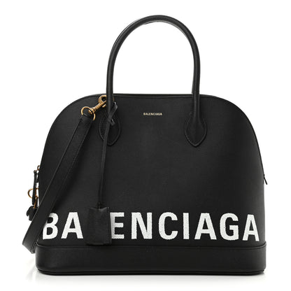 Balenciaga Signature Grained Calfskin Logo M Ville Top Handle Bag Black 1 of 14