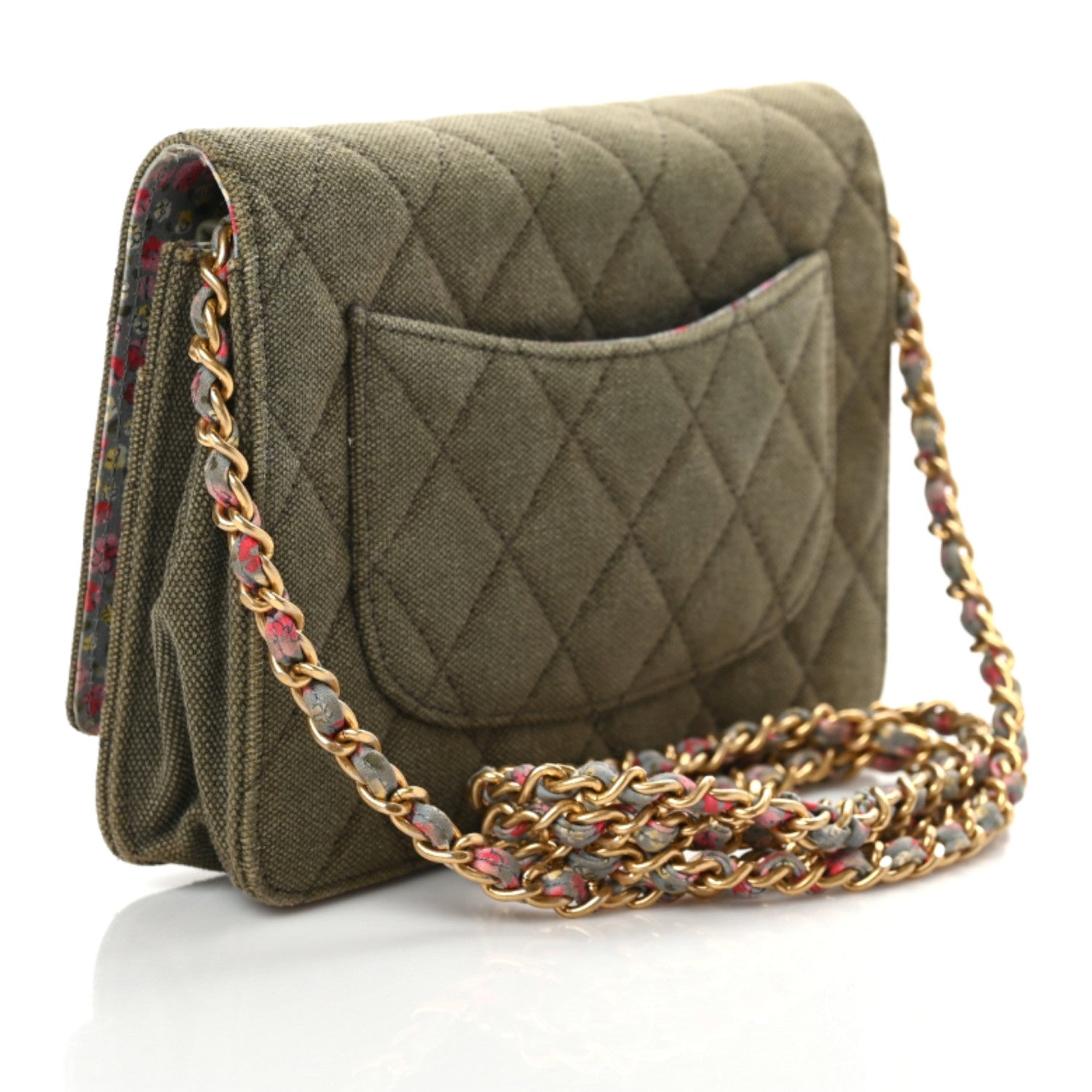 Chanel Canvas Quilted Coco Cuba Charms Wallet On Chain WOC Khaki 3 of 7