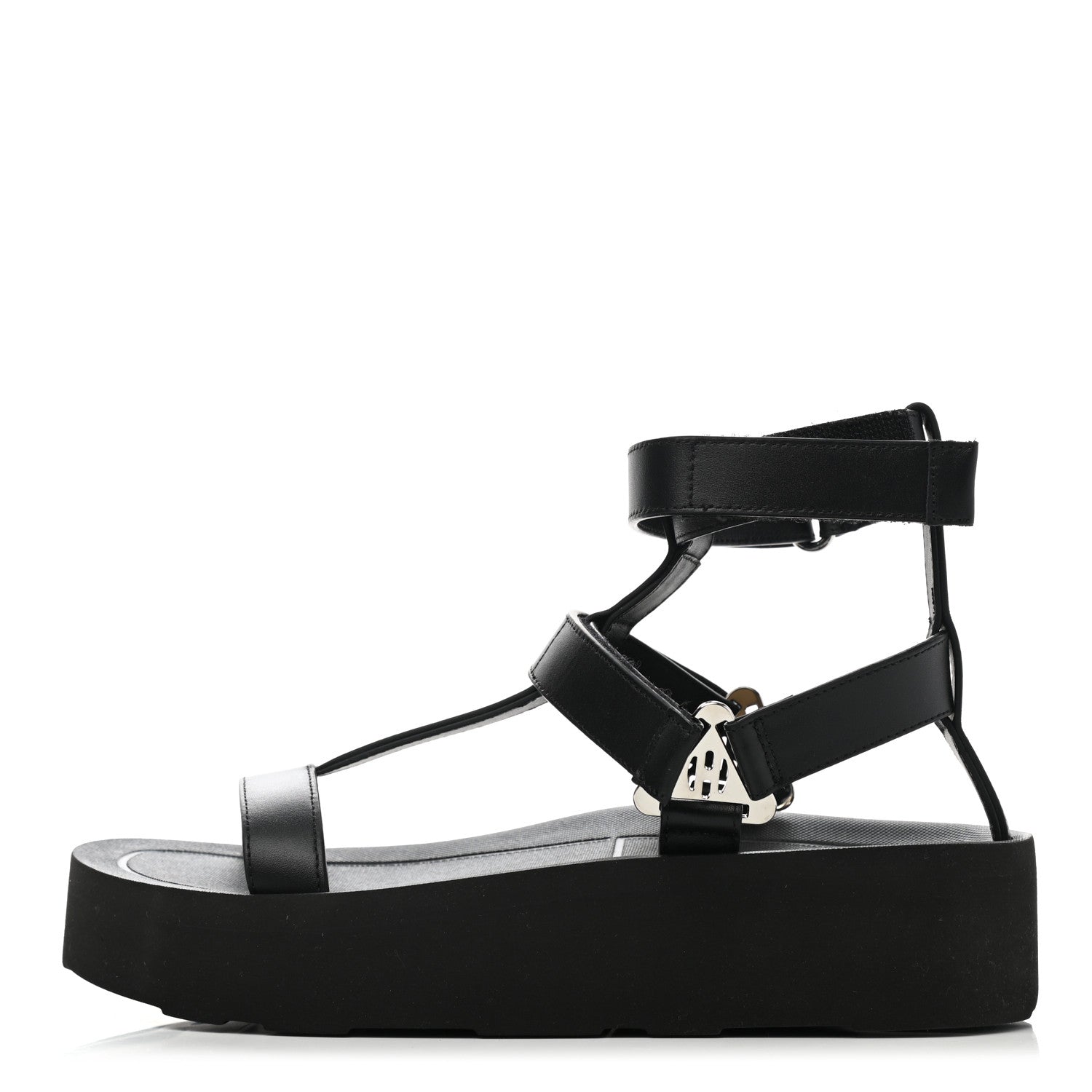 Hermes Calfskin Womens Enid Sandals 37 Black 1 of 9