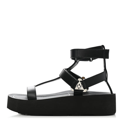 Hermes Calfskin Womens Enid Sandals 37 Black 1 of 9