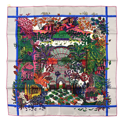 Hermes Silk Jardins D Hiver Scarf 90 Gris Vert Rose 1 of 3