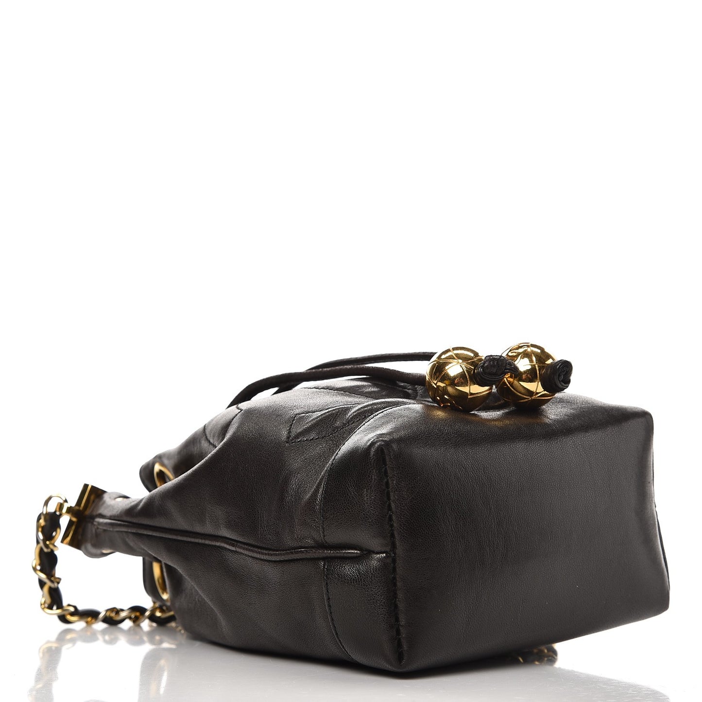 Lambskin CC Drawstring Bag Black