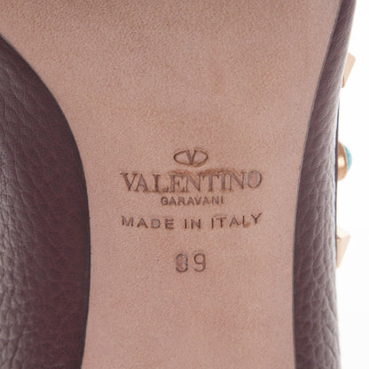 Valentino Garavani Pebbled Calfskin Rockstud Rolling 100mm Pumps 39 Rubin 6 of 7
