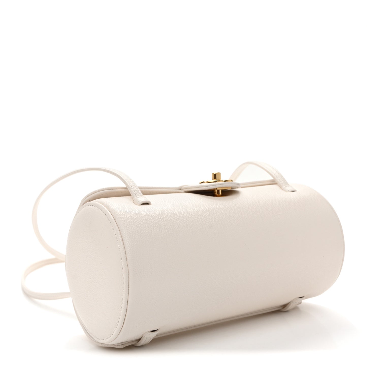 Shiny Caviar Preppy Coco Small Bowling Bag White