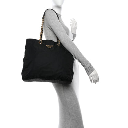 Prada Tessuto Nylon Chain Shoulder Bag Black 2 of 12
