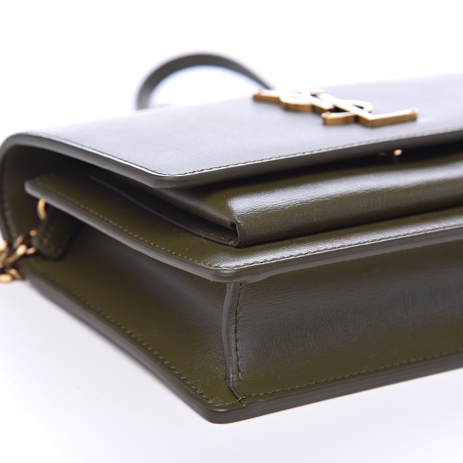 Saint Laurent Calfskin Monogram Sunset Chain Wallet Green 7 of 10