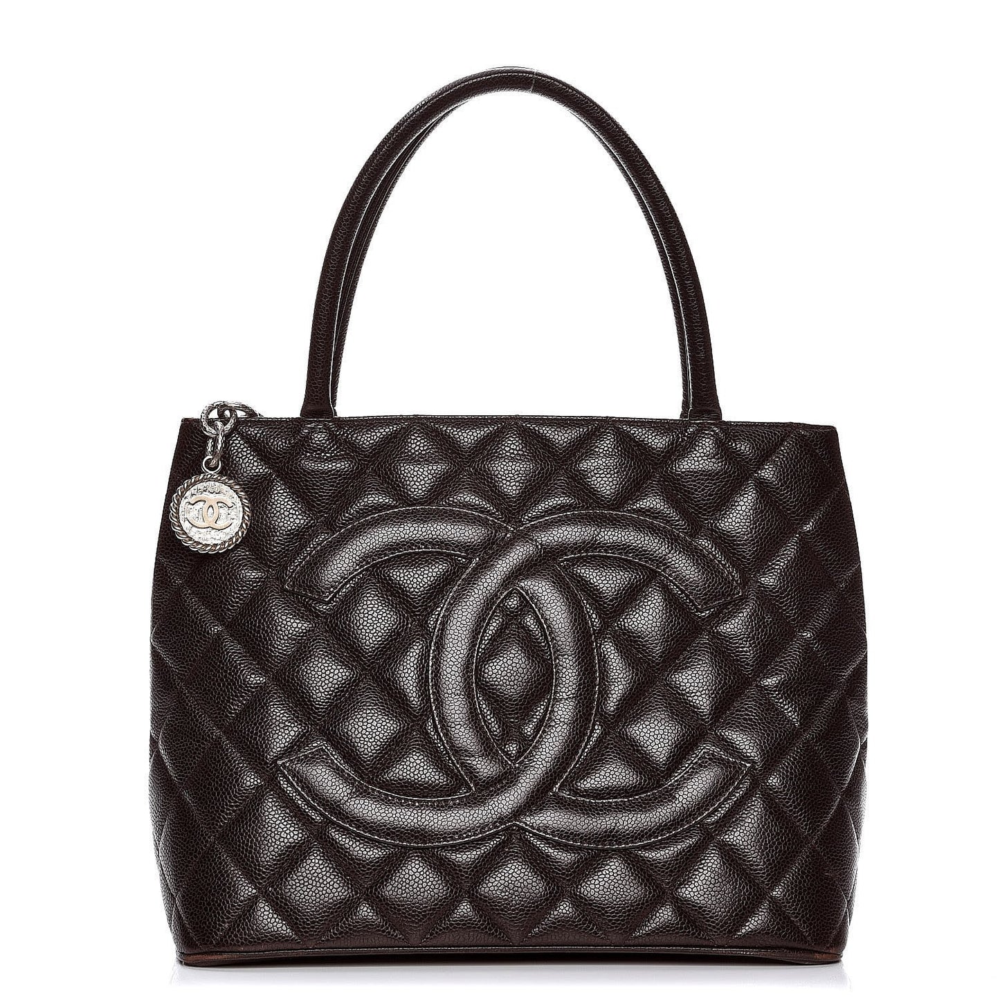 Caviar Quilted Medallion Tote Dark Brown