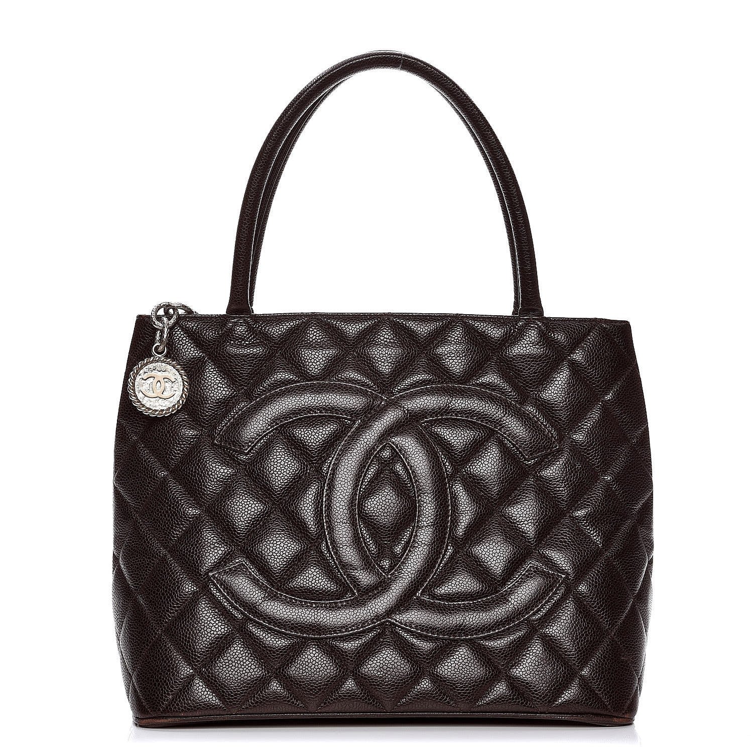 Chanel Caviar Quilted Medallion Tote Dark Brown 1 of 14