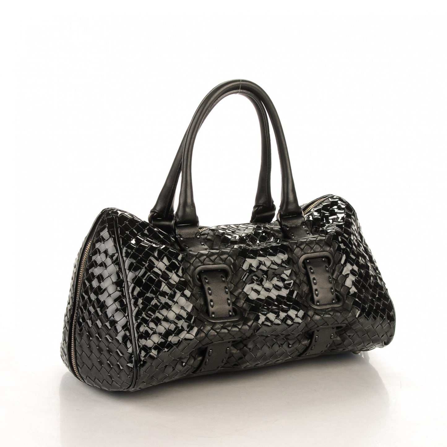 Patent Nappa Intrecciato Satchel Nero Black