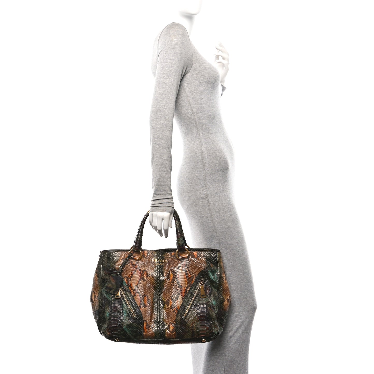Snakeskin Front Pocket Tote Multicolor
