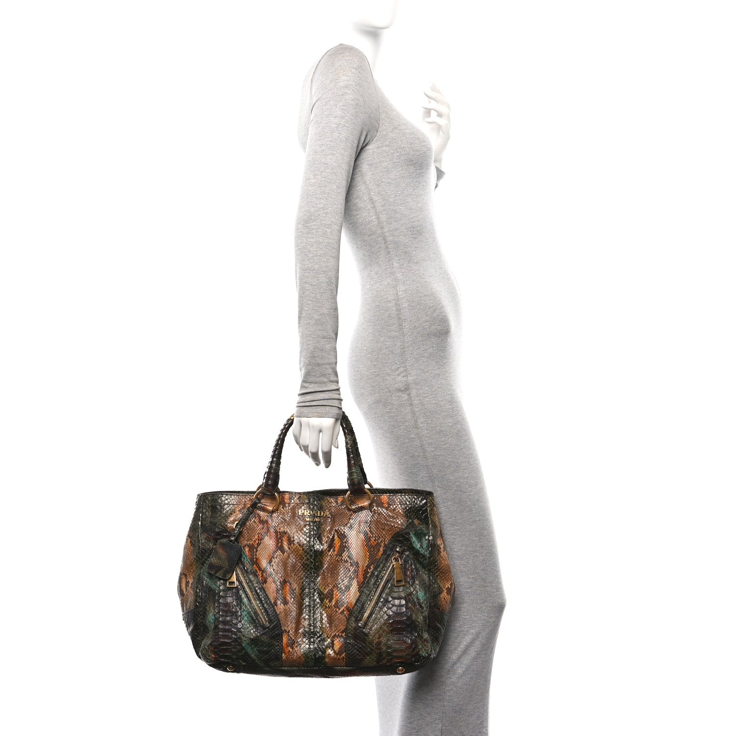 Prada Snakeskin Front Pocket Tote Multicolor 2 of 10