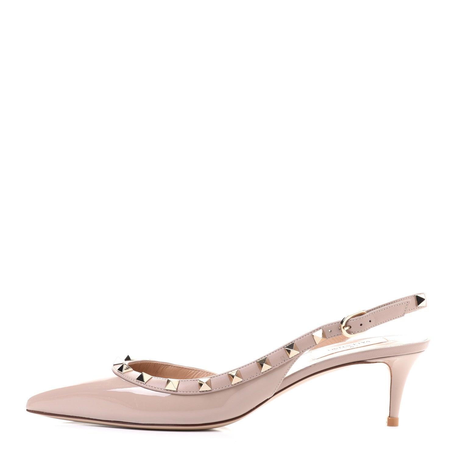 Valentino Garavani Patent Rockstud Half D'Orsay Slingback 50mm Pumps 39 Poudre 1 of 14