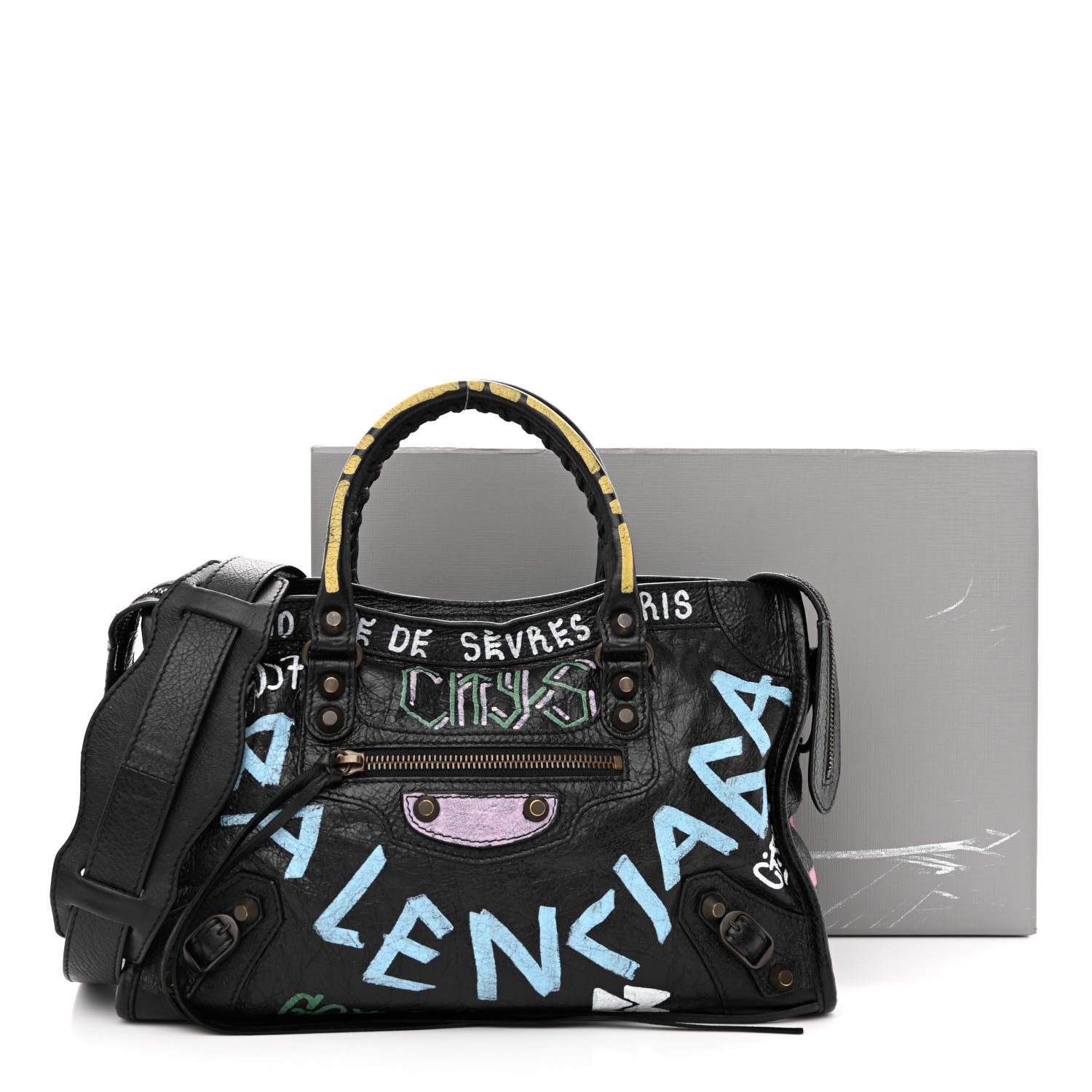 Balenciaga Agneau Graffiti All Over Classic Hardware S City Black Multicolor 12 of 12