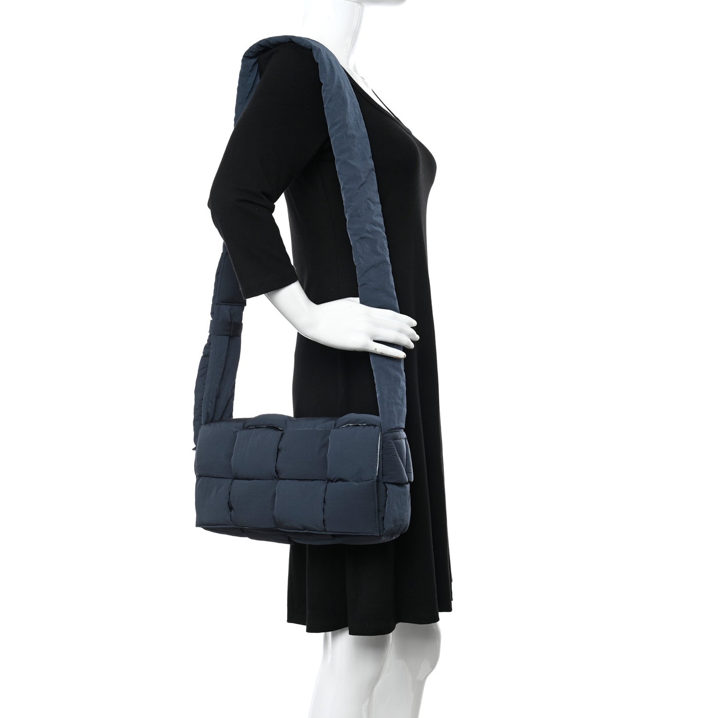 Nylon Intrecciato Padded Tech Cassette Bag Deep Blue Pale Blue