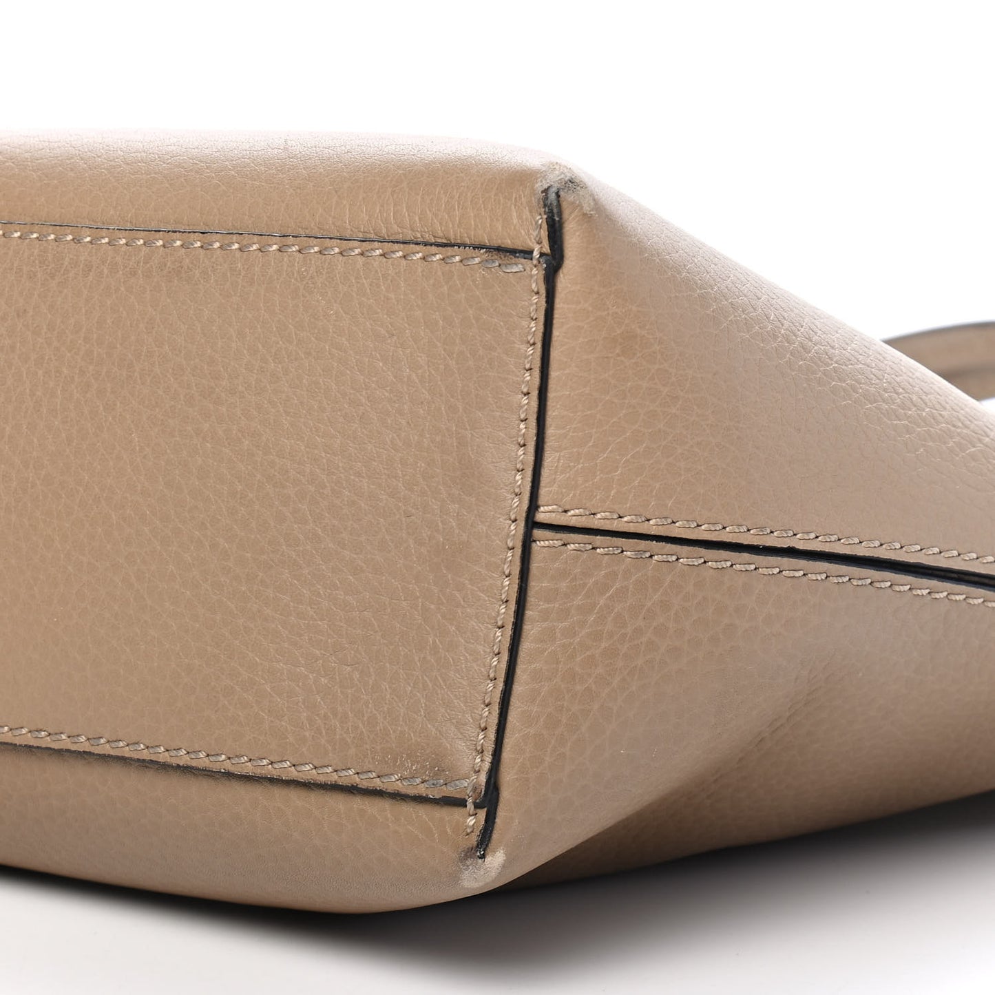 Grained Calfskin Small Rockstud Shoulder Tote Beige