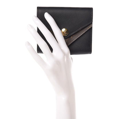 Louis Vuitton Grained Calfskin Monogram Double V Compact Wallet Black 2 of 7