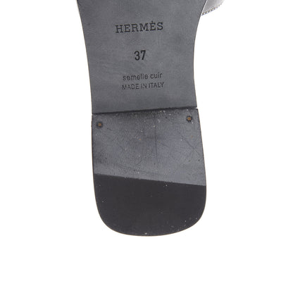Hermes Box Calfskin Oran Sandals 37 Black 11 of 12