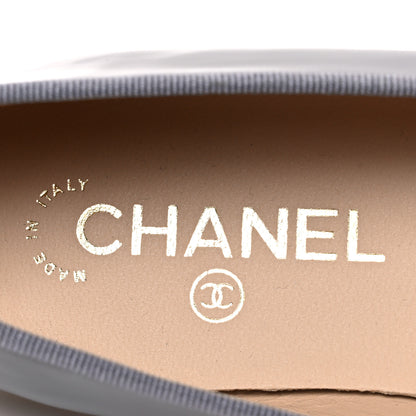 Chanel Patent Calfskin CC Cap Toe Ballerina Flats 39.5 Dark Grey 9 of 11
