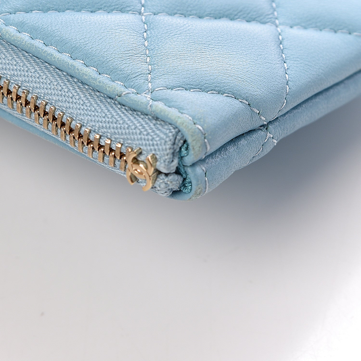 Chanel Lambskin Quilted Small Cosmetic Case Turquoise 9 of 12