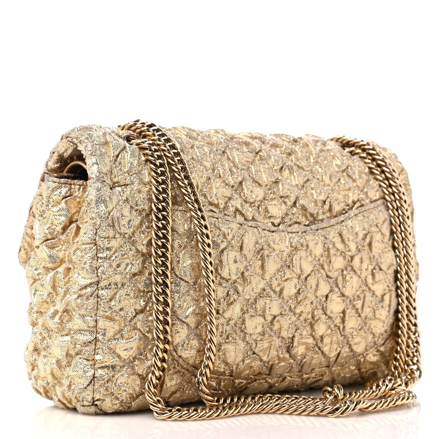 Chanel Metallic Lame Quilted Small Double Flap Gold 3 of 11