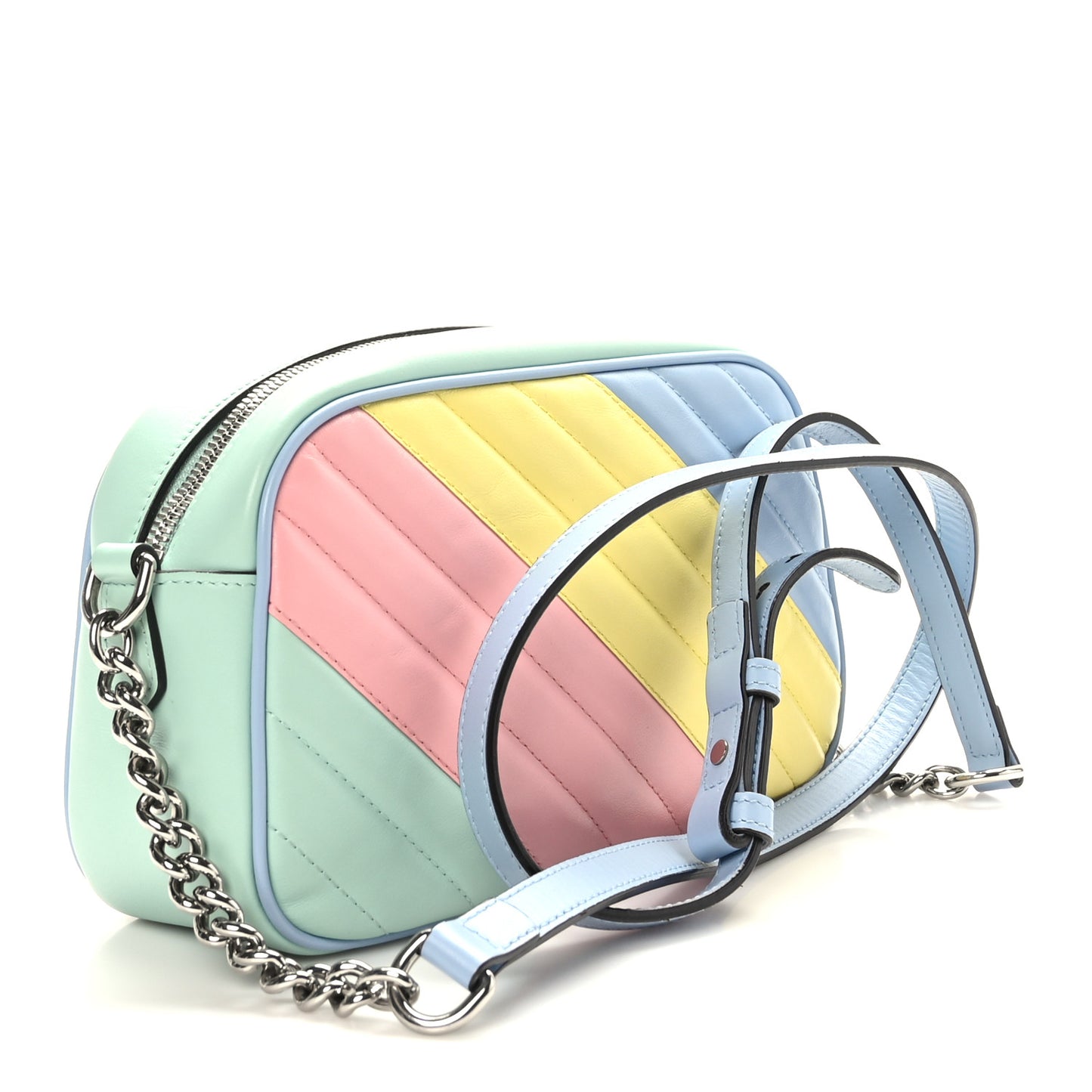 Calfskin Matelasse Diagonal Small GG Marmont Chain Shoulder Bag Multicolor Pastel