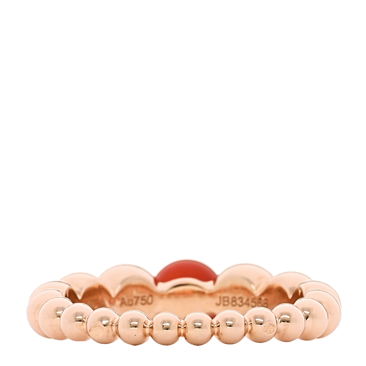 Van Cleef & Arpels 18K Rose Gold Carnelian Perlee Couleurs Variation Ring 54 6.75 3 of 6