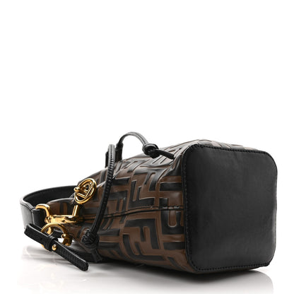 Fendi Vitello Liberty F is Fendi Bi-Color FF 1974 Embossed Mini Mon Tresor Bucket Bag Maya Black 5 of 13
