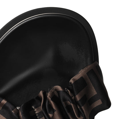 Fendi Satin FF Ruched Sandals 38.5 Tobacco Black 8 of 8