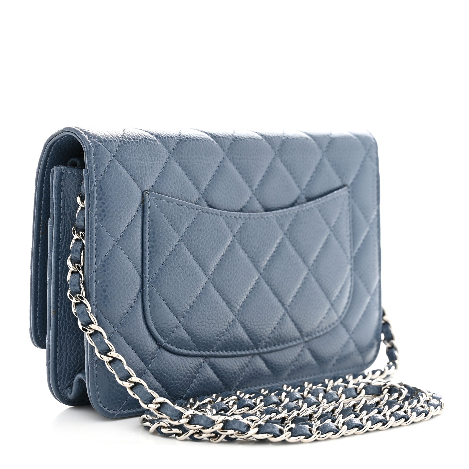 Chanel Caviar Quilted Wallet on Chain WOC Blue 3 of 10