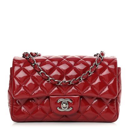 Chanel Patent Calfskin Quilted Mini Rectangular Flap Red 1 of 23