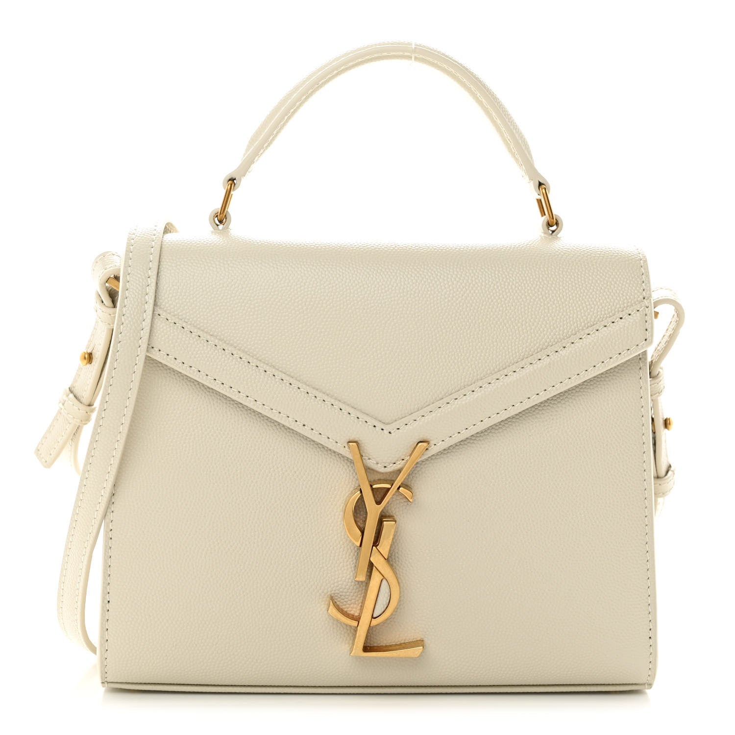 Saint Laurent Grain de Poudre Mini Classic Monogram Cassandra Top Handle Crema Soft 1 of 10