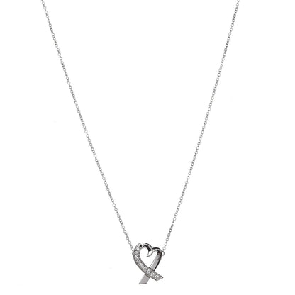 Tiffany 18K White Gold Diamond Small Paloma Picasso Loving Heart Necklace 1 of 8