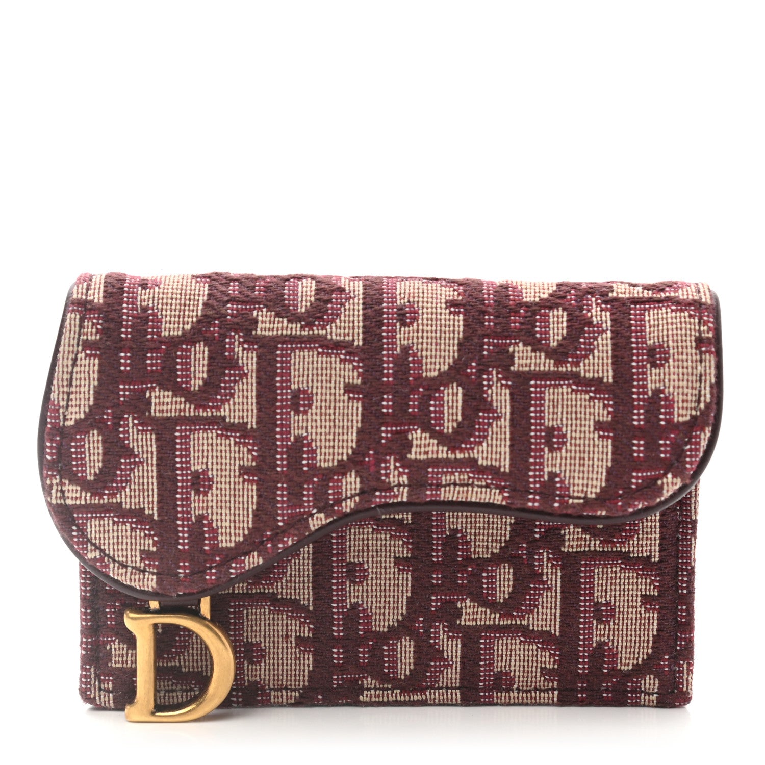 Christian Dior Oblique Saddle Card Holder Bordeaux 1 of 10