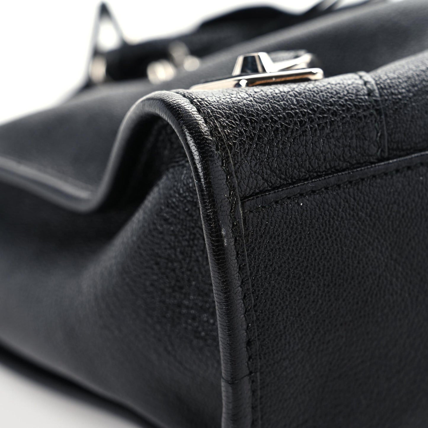 Chevre Silver Metallic Edge Hardware City Black