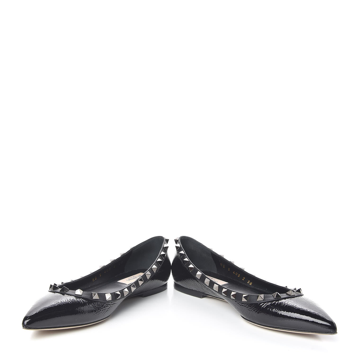 Valentino Garavani Patent Rockstud Ballerina Flats 38 Black 5 of 11