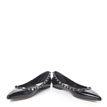 Valentino Garavani Patent Rockstud Ballerina Flats 38 Black 5 of 11