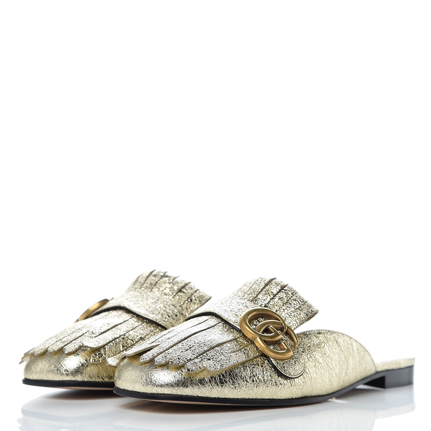 Gucci Galassia Womens GG Marmont Fringe Slippers 40 Platino 3 of 10