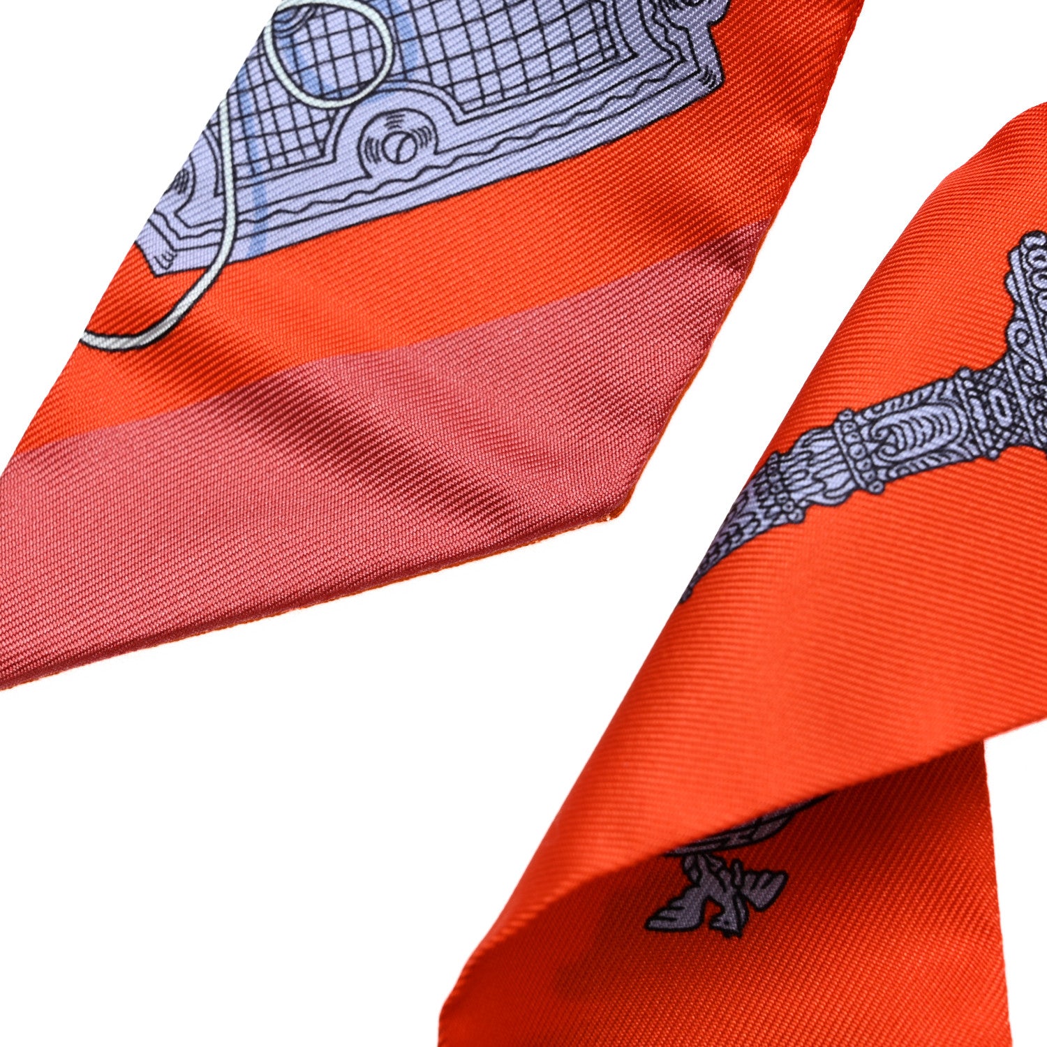 Hermes Silk Merveilleuses Lanternes Twilly Orange Cobalt Gris Bleuete Orange Cobalt Gris Bleuete 5 of 5
