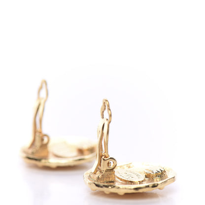 Chanel Round Lion Clip On Earrings Gold 3 of 4