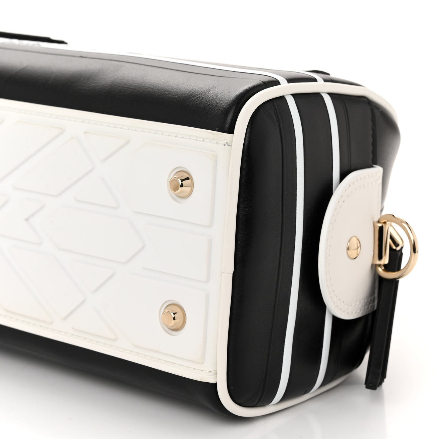 Calfskin Small Dior Vibe Zip Bowling Bag Black White