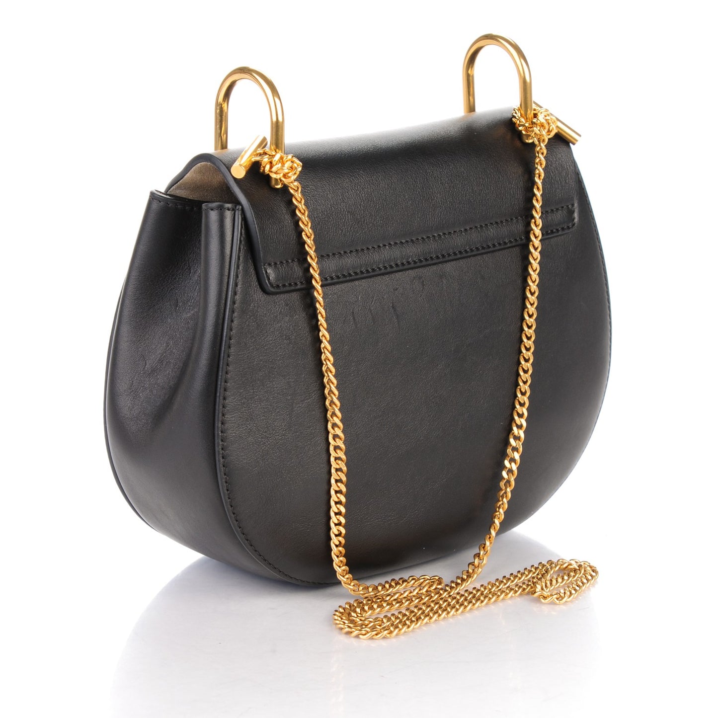 Calfskin Suede Studded Drew Shoulder Bag Black