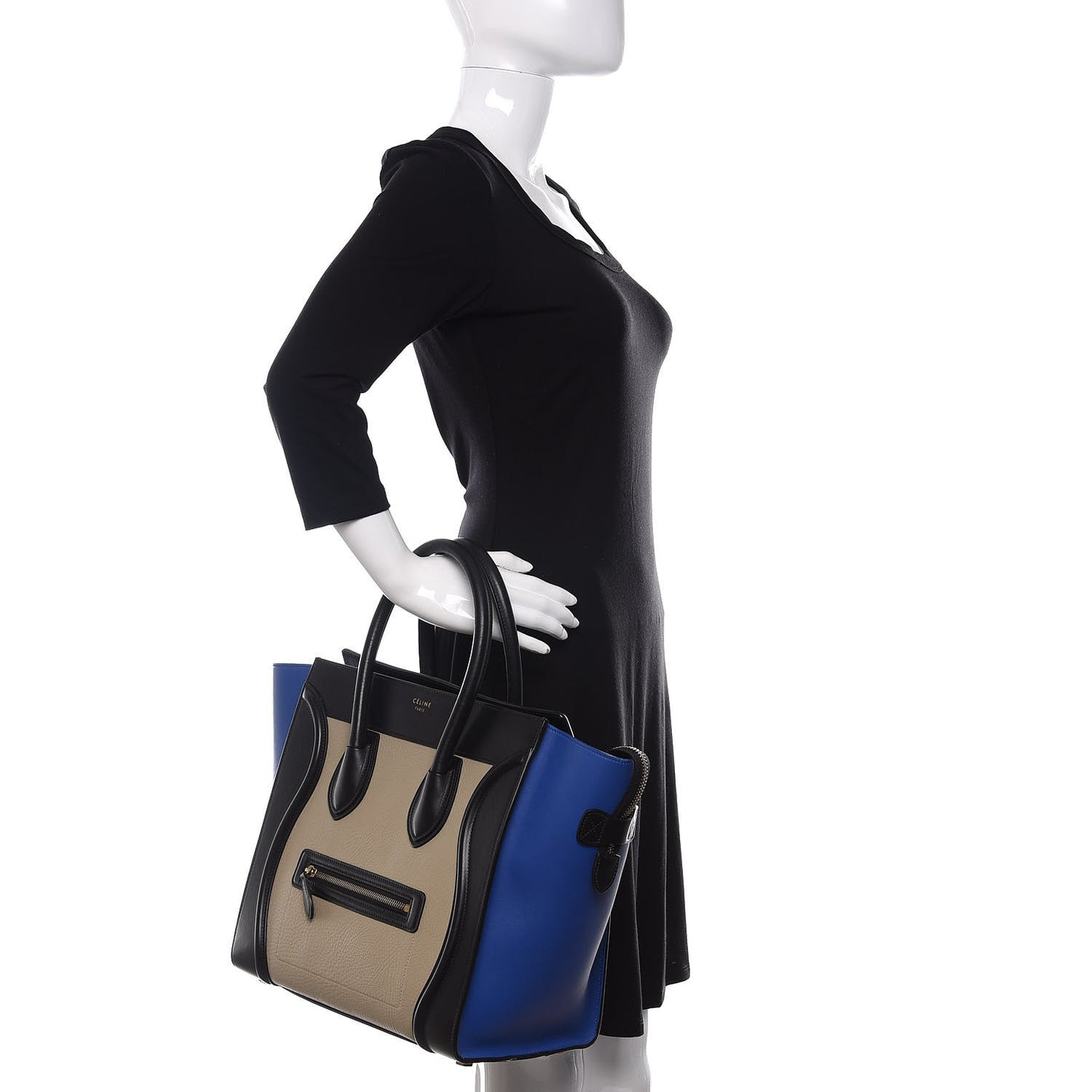 Elephant Calfskin Mini Tri-Color Luggage Beige