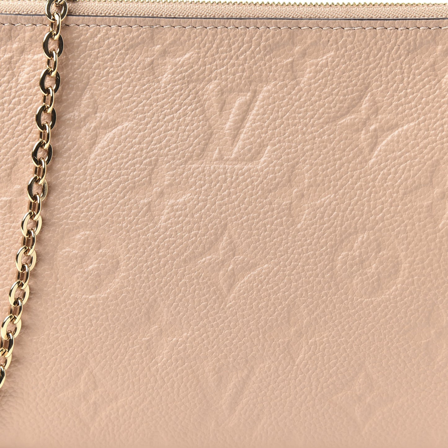 Empreinte Double Zip Pochette Beige Rose Creme