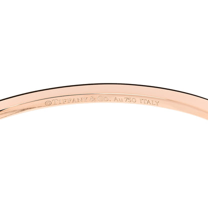 Tiffany 18K Rose Gold Diamond T Hinged Wire Bangle Bracelet 3 of 4