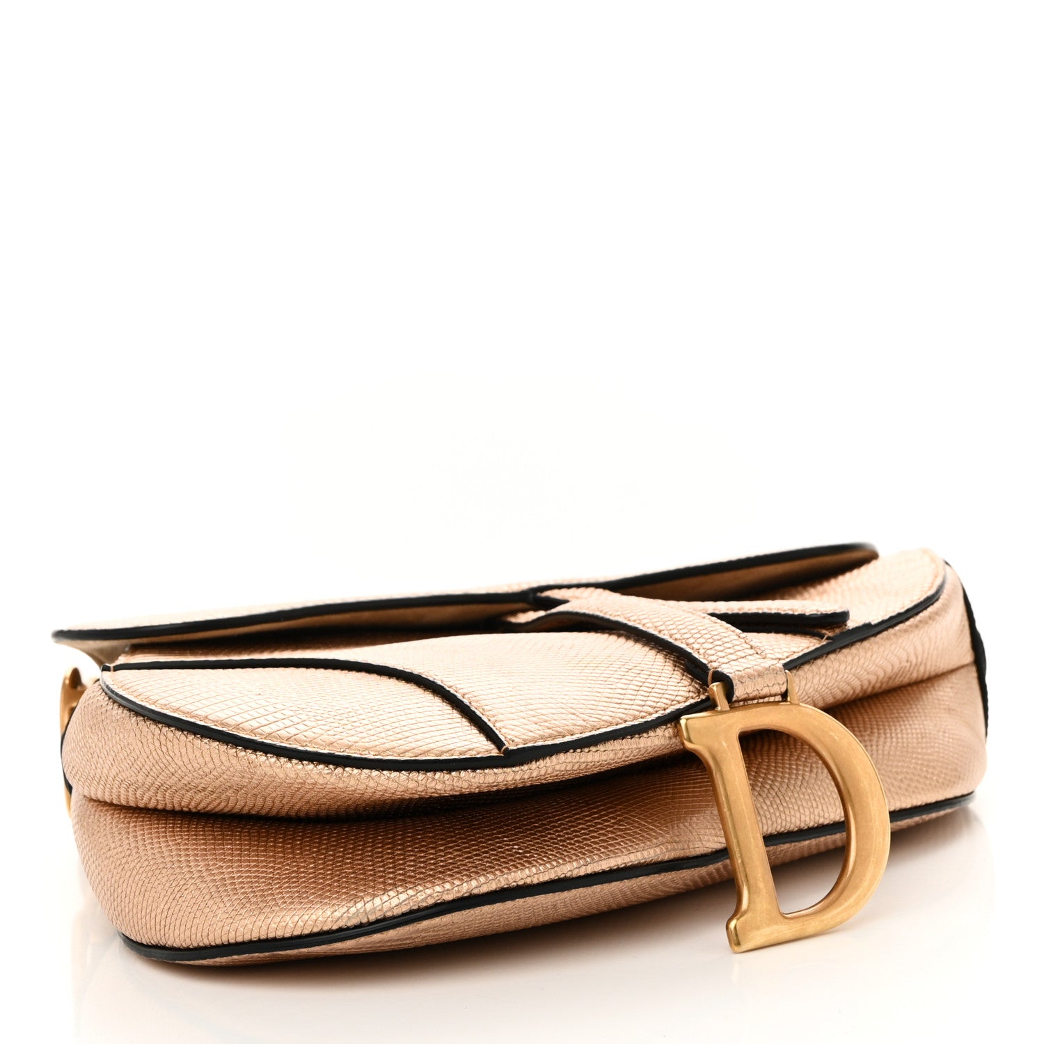 Christian Dior Metallic Lizard Saddle Bag Gold 4 of 10